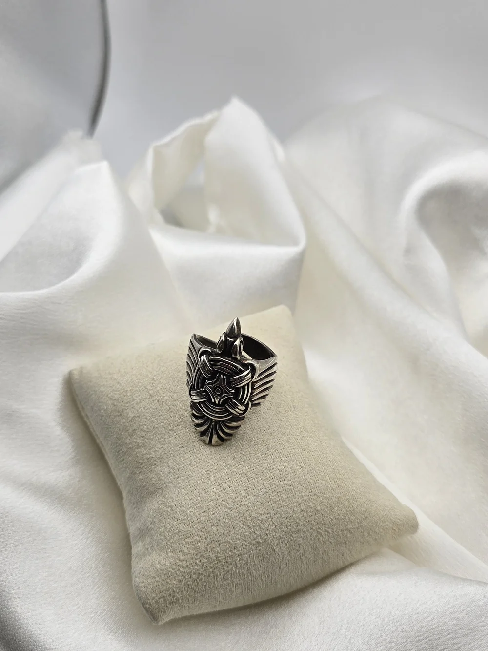 Luxury Oxidized Sterling Silver 925 Falcon Statement Ring